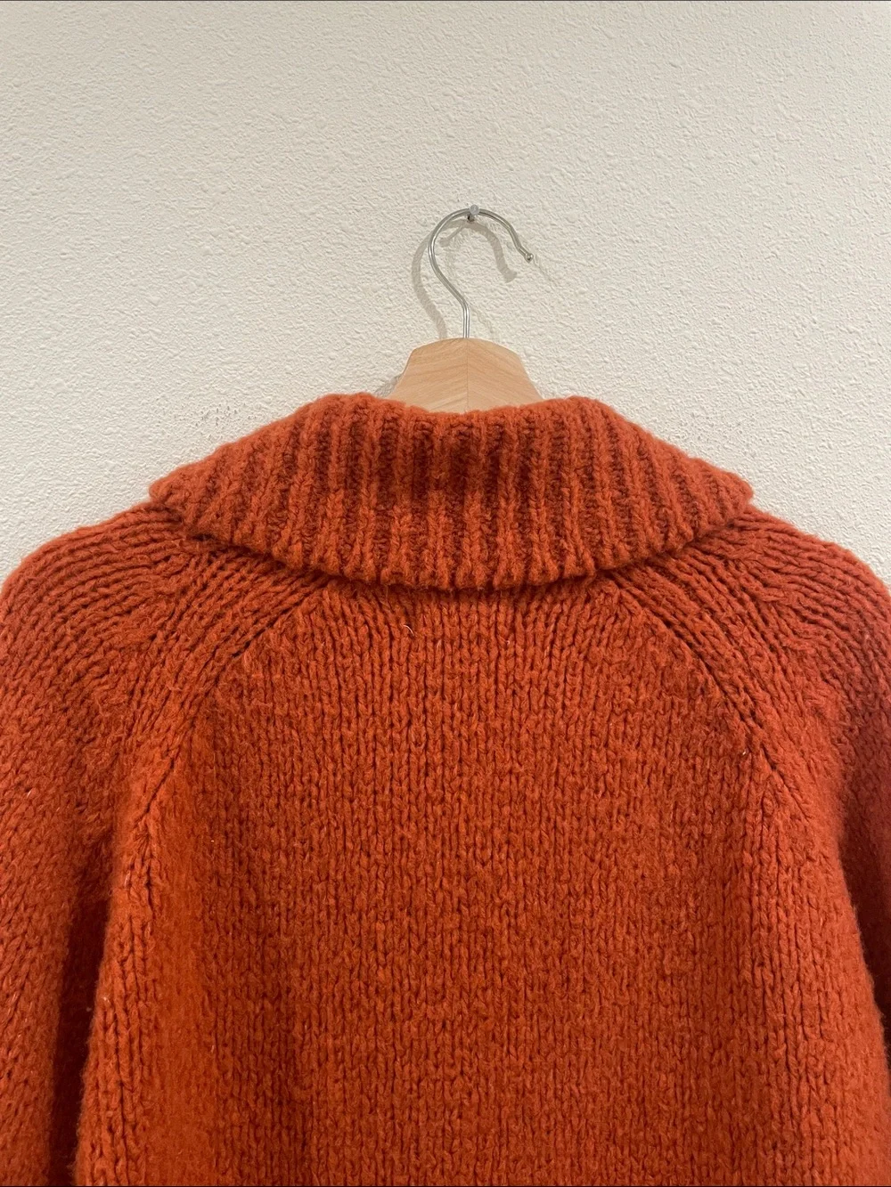 Anthropologie Swan Intarsia Zip Cardigan Rust Wool Blend Novelty Sweater Jacket - Picture 16 of 16